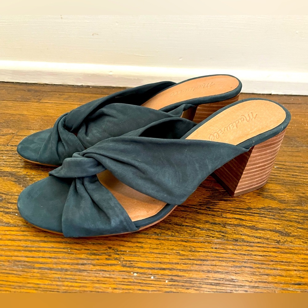 Teal suede Madewell sandals